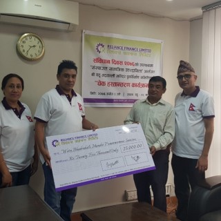 Reliance Finance Limited handed check to Shri Aetu Bhadrakali Temple Reconstruction Committee